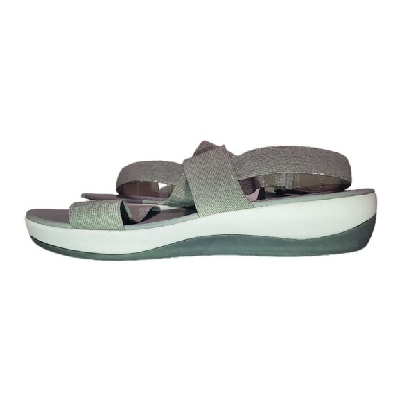 CLARKS Cloud Steppers Womens Sandal Sz 12/44 Gray Stretch Strap Sling Back - Picture 5 of 10